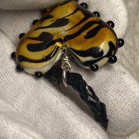 FNA 925 Sterling Silver Murano Style Lampwork Glass Heart Pendant - Picture 9 of 12